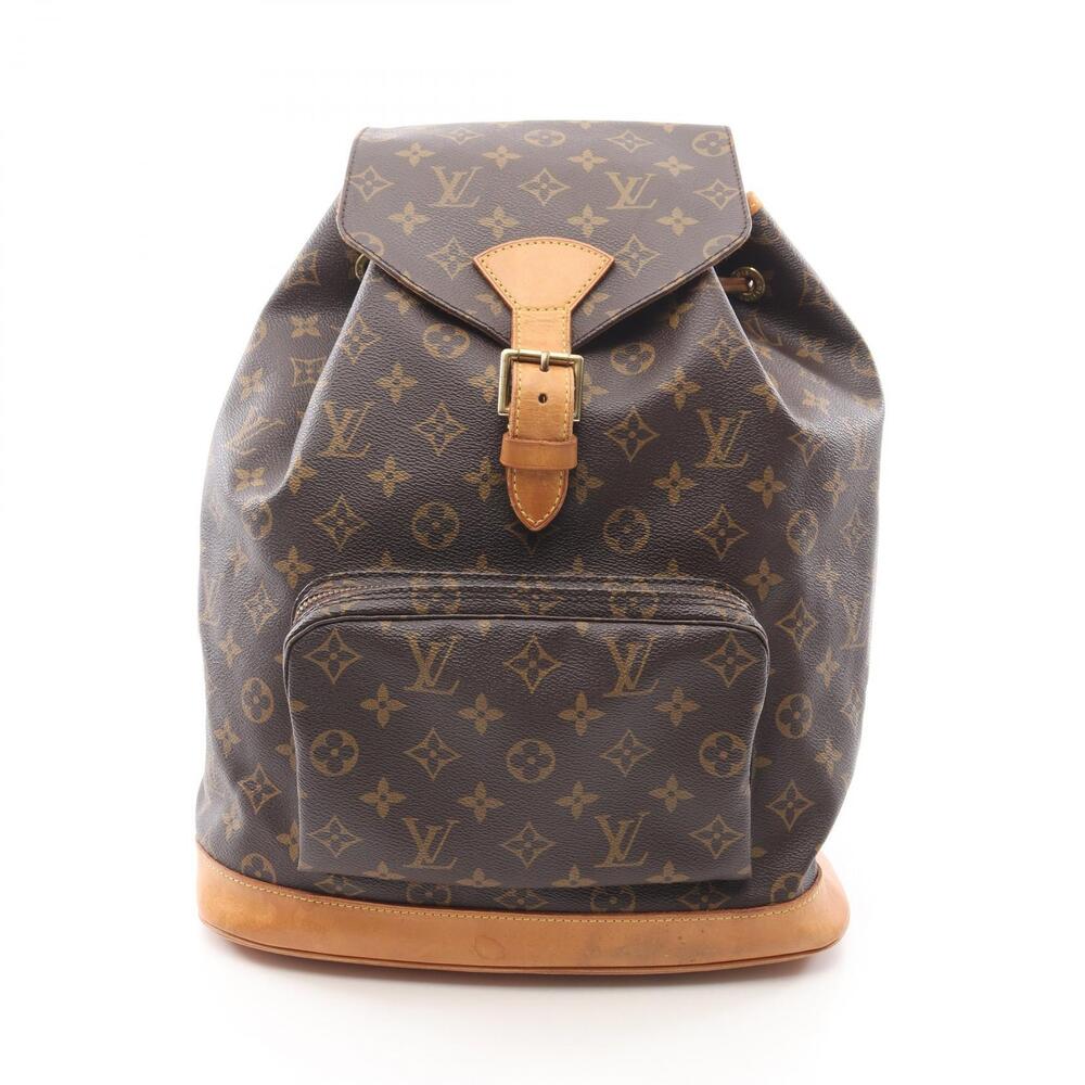 Louis Vuitton Montsouris Backpack Rucksack Canvas Leather Monogram Brown